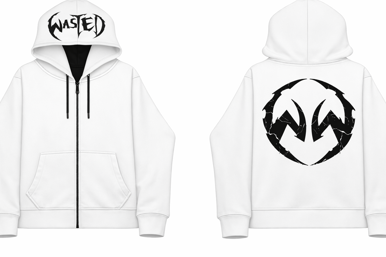 BASIC OVERSIZED BODY ZIP THROUGH HOODIE WHITE