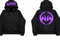 BASIC OVERSIZED BODY ZIP THROUGH NEON HOODIE PURPLE