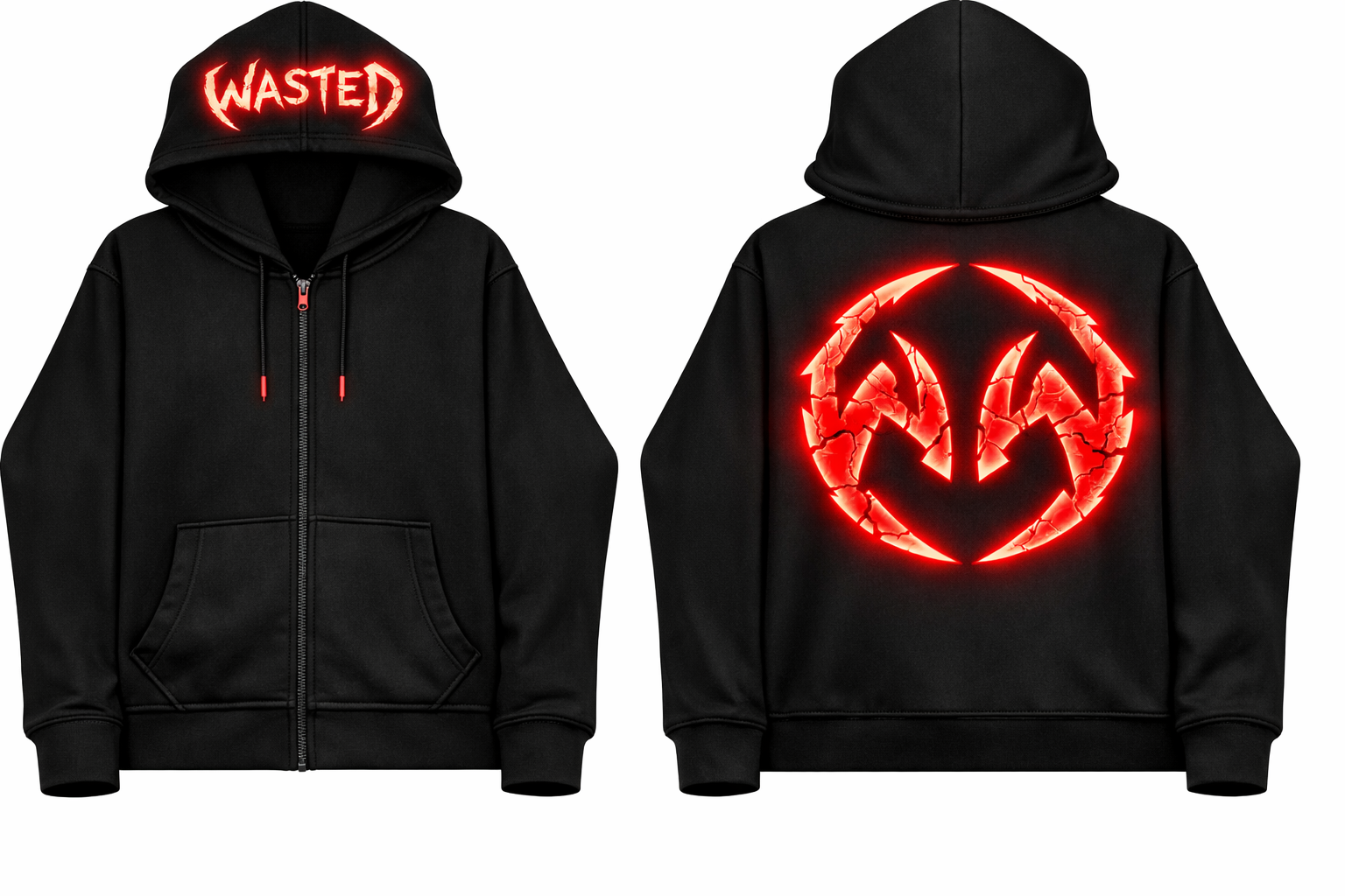 BASIC OVERSIZED BODY ZIP THROUGH NEON HOODIE RED