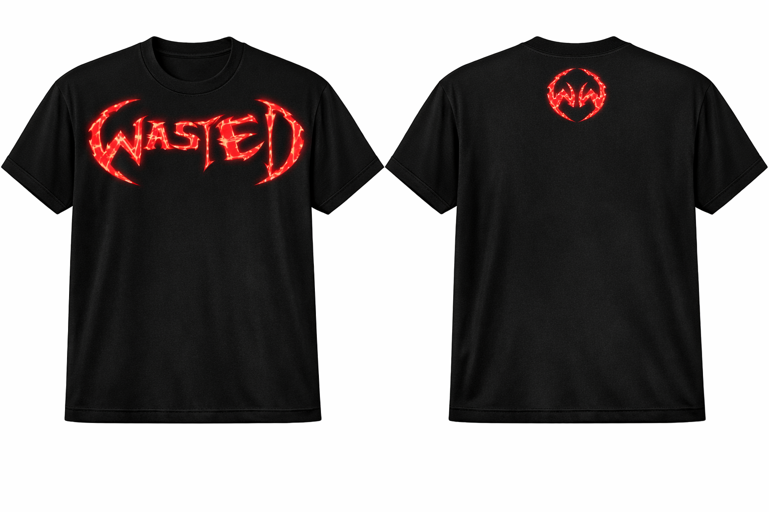 REGULAR FIT WASTED CREW NECK NEON  T-SHIRT RED