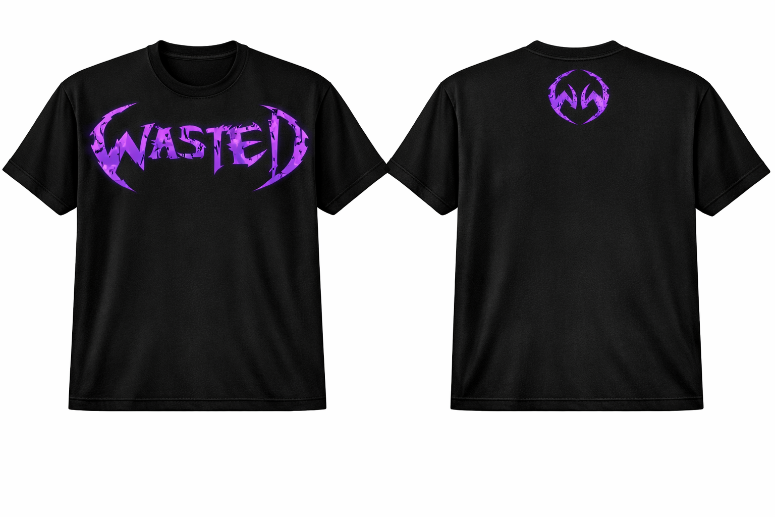 REGULAR FIT WASTED CREW NECK NEON  T-SHIRT PURPLE
