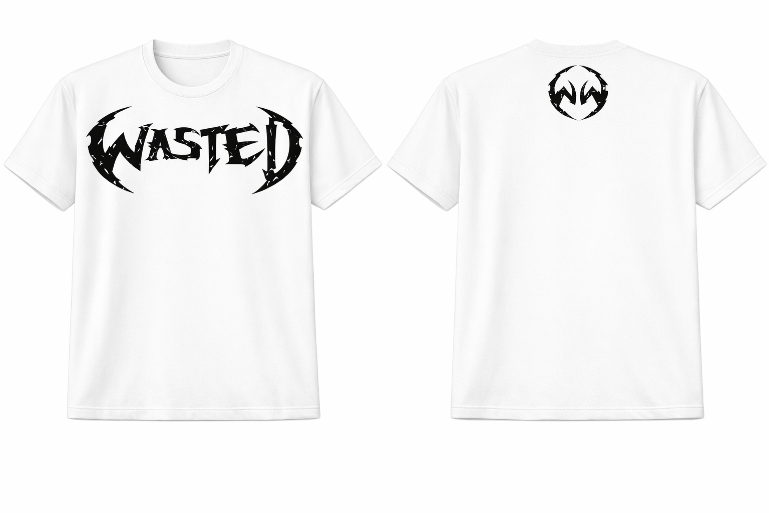 REGULAR FIT WASTED CREW NECK  T-SHIRT WHITE