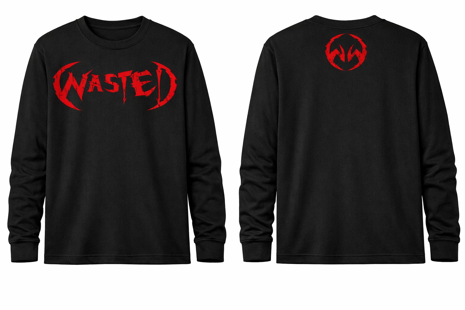 BLACK LONG SLEEVE REGULAR FIT CREW NECK T-SHIRT RED