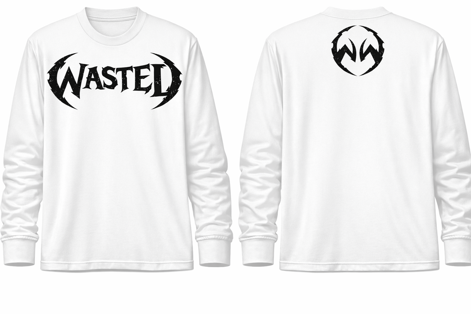 BLACK LONG SLEEVE REGULAR FIT CREW NECK T-SHIRT WHITE